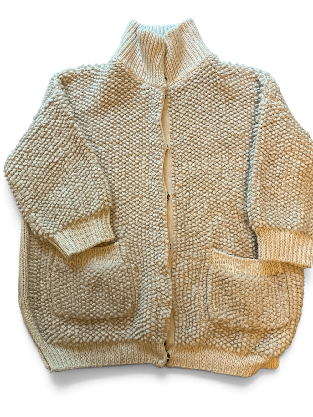 MaxMara Cream Popcorn-Knit Zip Cardigan